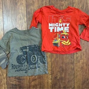 Red Mighty Express and Camo Monster Truck Kids Long Sleeve Graphic Tees - 3T